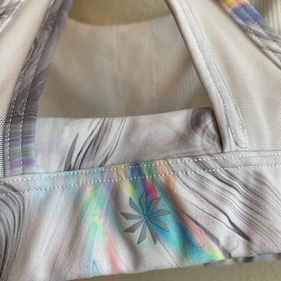 Athleta Bra Marbled White Grey Neon Size Small - Picture 4 of 6